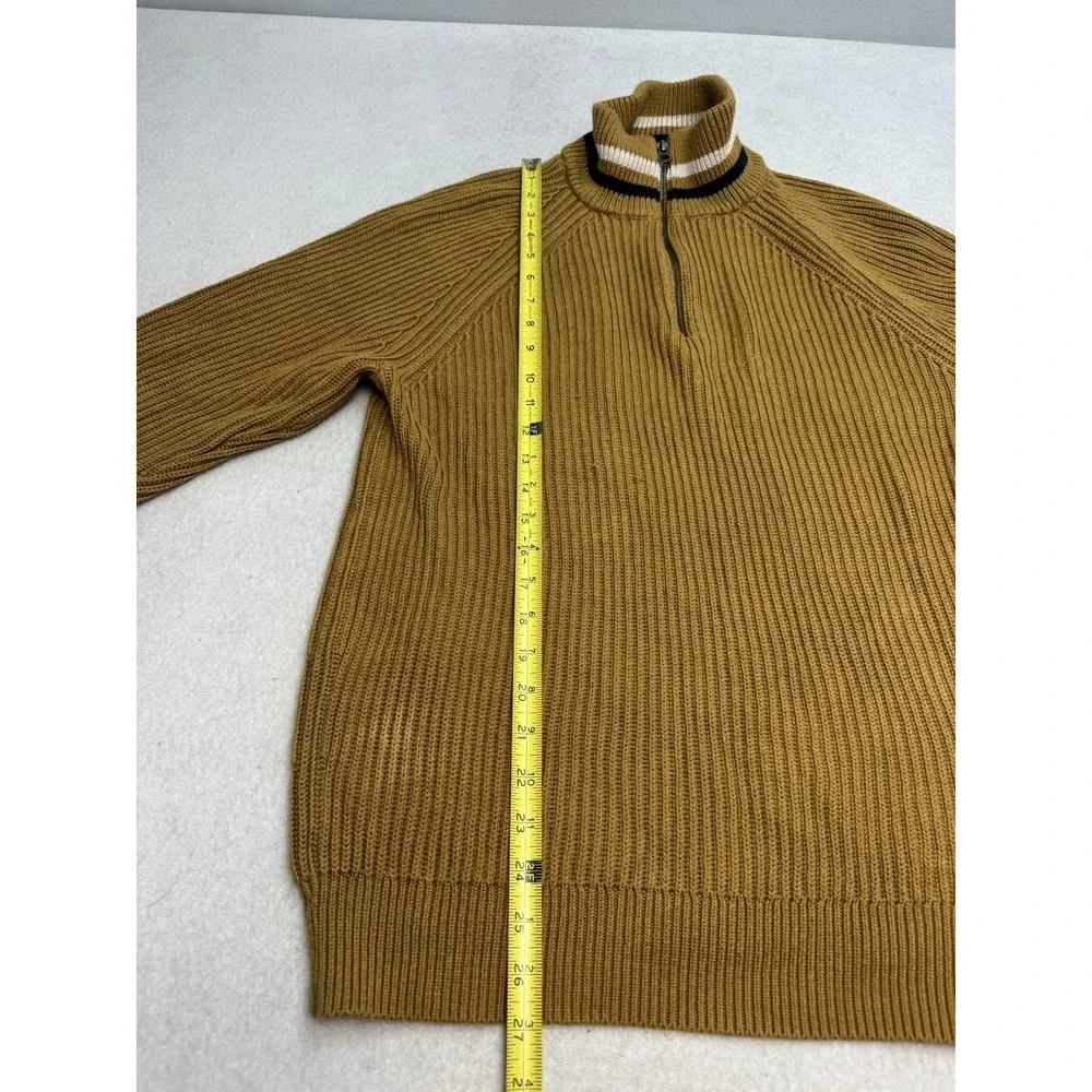 J.Crew Sweater Mens Large Brown 100% Cotton Quarter Zip Mock Neck Pullover
